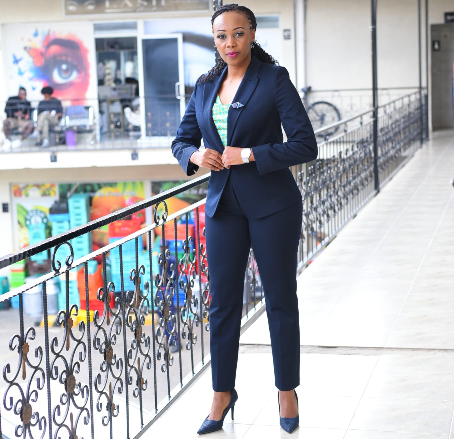 Plain Coloured Women Trouser Suits – Shades of Blue - Image 7