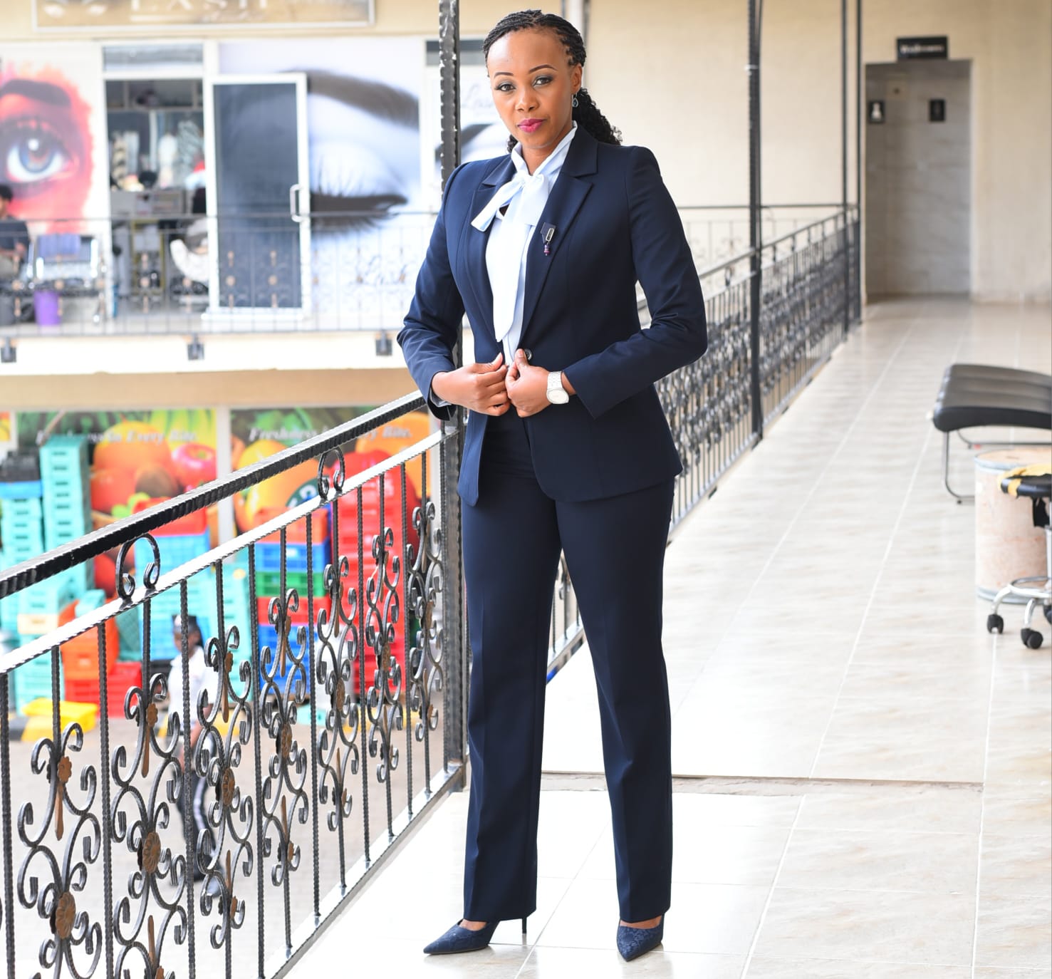 Plain Coloured Women Trouser Suits – Shades of Blue - Image 5