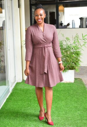 Maroon Checked Dress